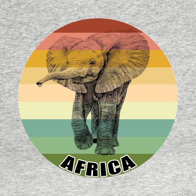 Cute Baby Elephant on Vintage Retro Africa Sunset by scotch